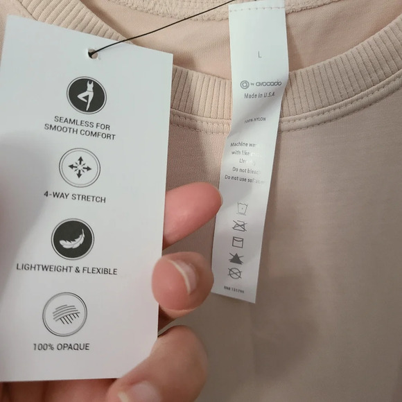 NWT Avocado As You Are Cropped Workout Tank Top Tan Color Size Large Made in USA - Picture 4 of 7